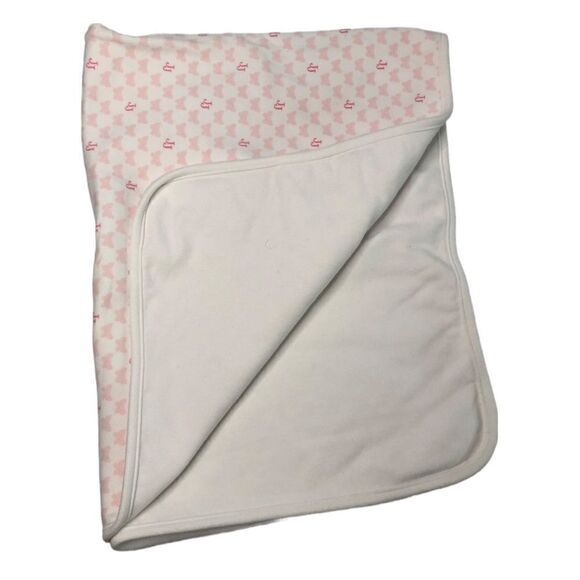 Janie & Jack Receiving Blanket Pink & White Butterfly JJ Butterfly Embroidered - Picture 3 of 5